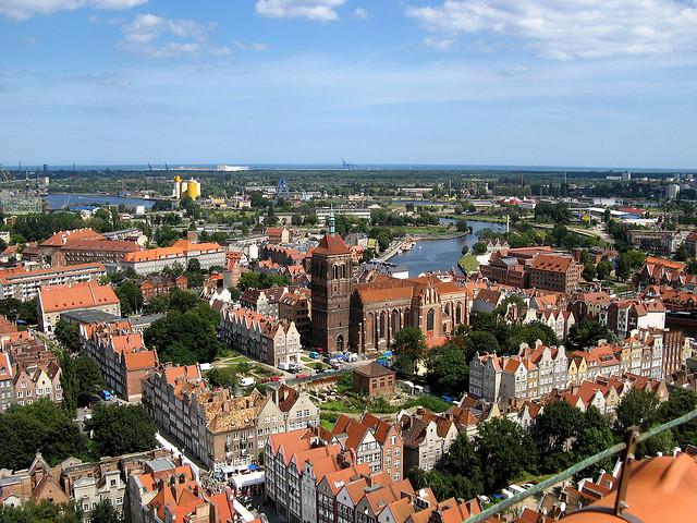 Blick über Danzig von der Marienkirche aus