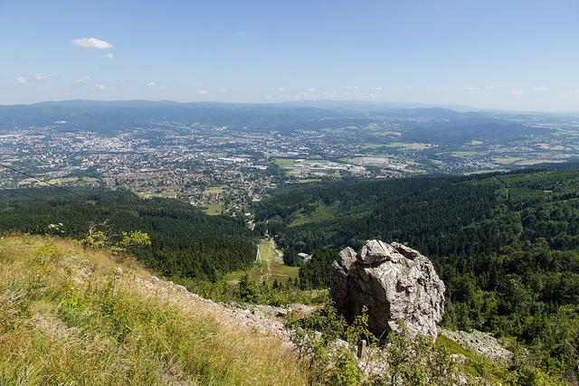 Liberec (Reichenberg) vom Hausberg Ještěd aus 